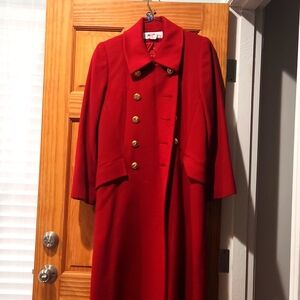 Women's red wool Christian Dior long coat Size 2